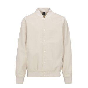 Men's Jonah Snap Button Varsity Jacket Cream PU Leather - Medium